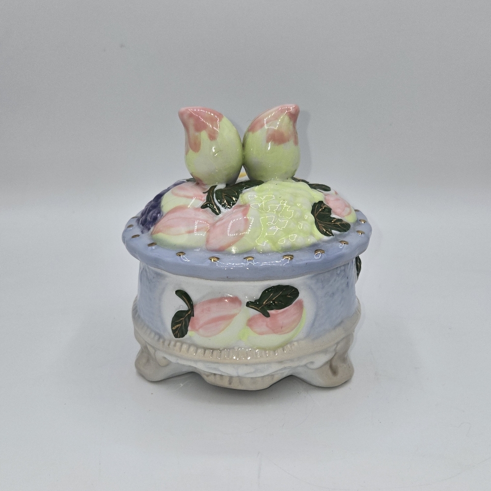Vintage Peach Porcelain Trinket Dish Made In China